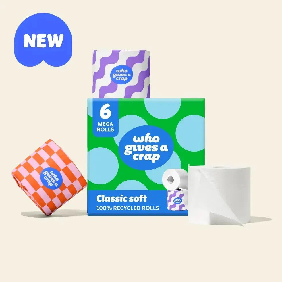 Classic Soft Toilet Tissue – 6 Mega Rolls Made from 100% Recycled Paper
