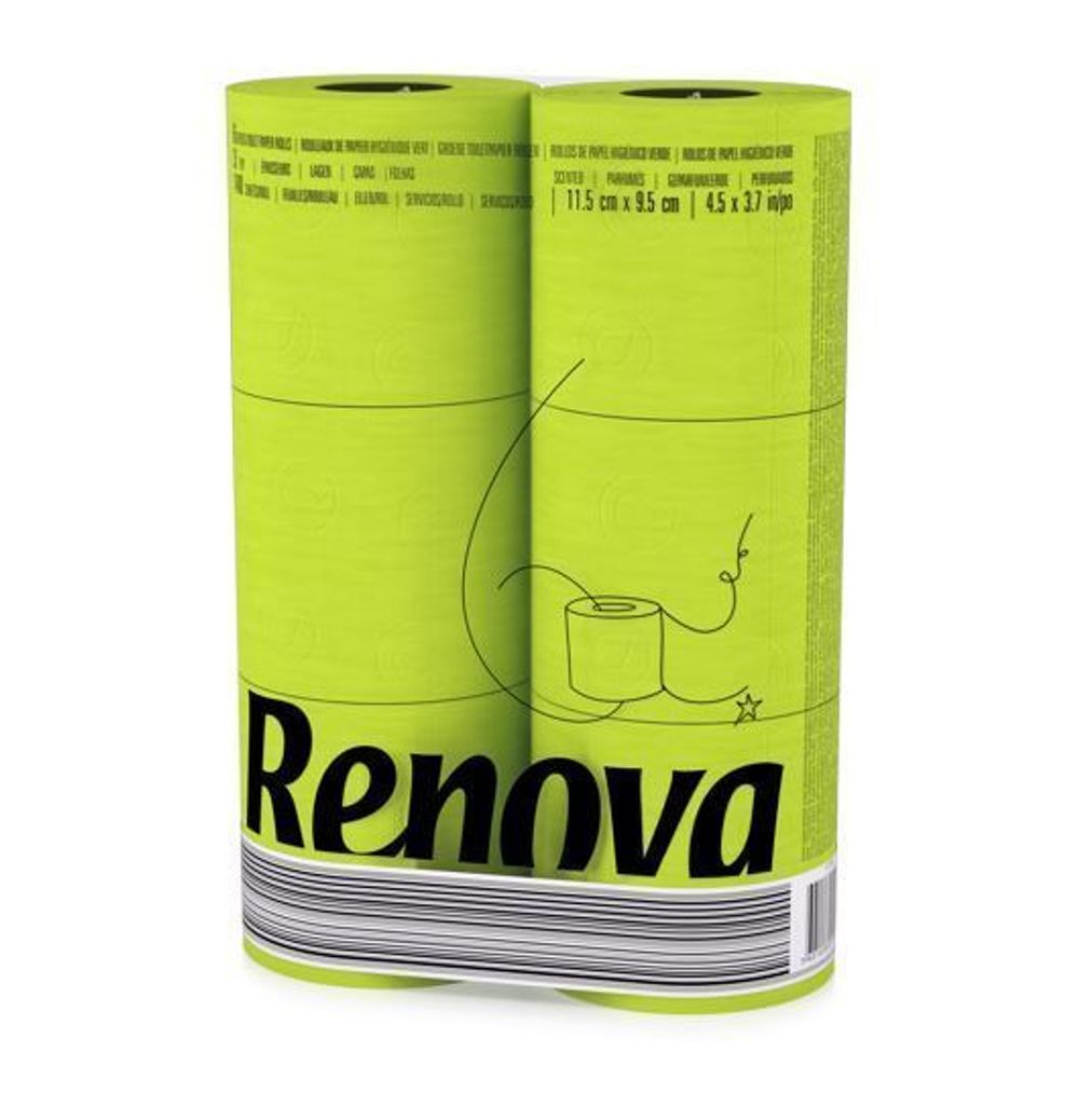 Renova [6 Rolls Green] 3 Ply Soft Colour Toilet Loo Bathroom Tissue Paper Rolls